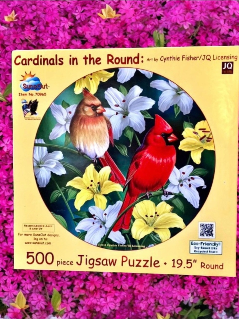SunsOut Jigsaw Puzzle CARDINALS IN THE ROUND 500 Pieces Birds Flowers